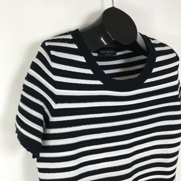 Lane Bryant Striped Knit Sweater Women's Plus Size 14/16 Short Sleeve Stretch - Picture 4 of 9